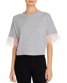 Lucy Paris Faux-Feather Trim Tee Women - Bloomingdale s at Bloomingdales